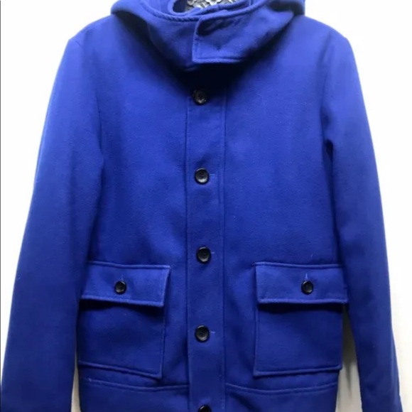 Le Chateau Men’s Wool Blend Peacoat Tailored Fit Blue Small Detachable Hood - Picture 5 of 12